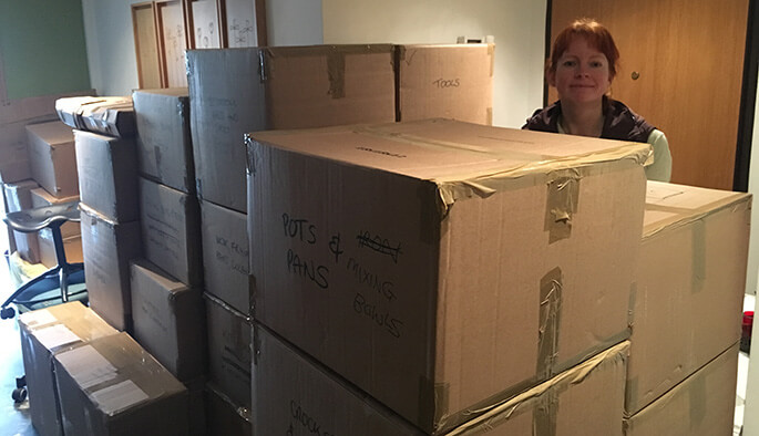 Boxes ready for moving to Spain