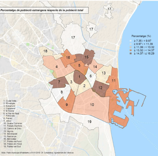 expats in valencia neighbourhood map