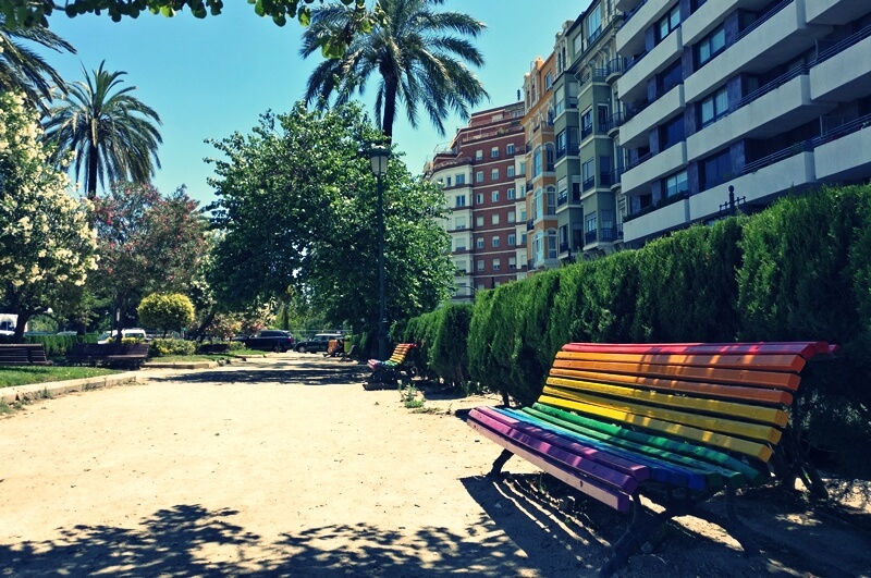 Rainbow bench in Valencia